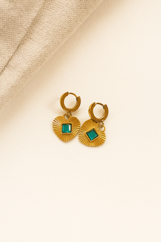 Emerald Heart Danglers