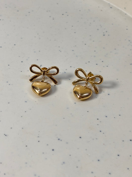 Bow Heart Earrings